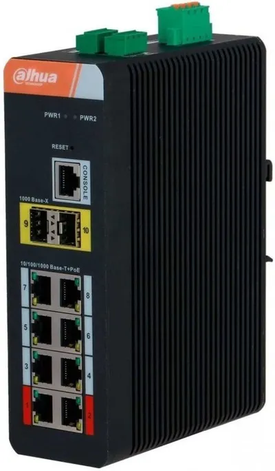 Коммутатор Dahua DH-IS4210-8GT-120, 8×PoE, 2×SFP, промышленный