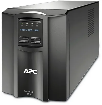 SMT1500IC - Источник бесперебойного питания, APC, Smart-UPS SMT1500IC, Линейно-интерактивный, Мощность 1500ВА/1000Вт, Напольный, 230В, Вых: 8 x IEC C13, RBC7, SmartConnect Port+SmartSlot, AVR, LCD, Чёрный