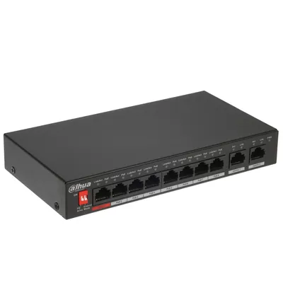 Коммутатор Dahua DH-PFS3010-8ET-96, 8×100 Мбит/с PoE + 2×1 Гбит/с Uplink, неуправляемый