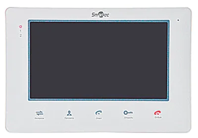 Монитор видеодомофона Smartec ST-MS207M-WT - 7", 4-х проводная линия связи, поддержка 2-х панелей вызова, 3 доп. Мониторов, 2 доп. камер и охранных датчиков, фото/видео запись, поддержка SD карт памяти, встроенный блок питания, белый
