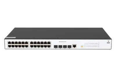 SNR SNR-S2982G-24T-POE Управляемый гигабитный PoE коммутатор уровня 2, 24 порта 10/100/1000Base-T, 4 порта 100/1000Base-X (SFP), бюджет PoE 185 Вт, встроенный БП ~220V AC