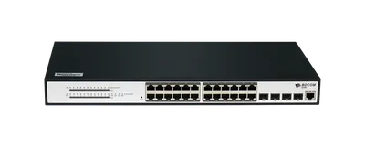 Коммутатор BDCOM S2500-24P4S, L2, 24×1GbE PoE 370W, 4×SFP