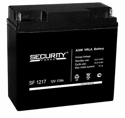 Аккумуляторная батарея Delta (Security Force SF) SF 1218 12В/18Ач, клемма Болт + гайка Ø 5,5 мм (181х77х167мм (167мм); к