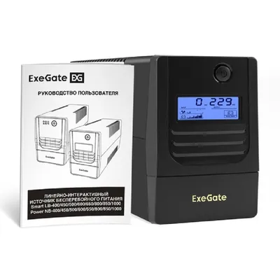ИБП ExeGate EX299755RUS, 600VA/360W, LCD, AVR, 2×Schuko