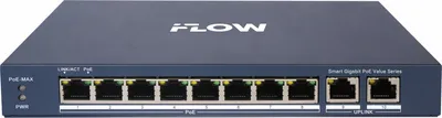 Коммутатор iFlow F-SW-EM610POE-VM/L, L2, 8×GbE PoE, 2×uplink, PoE 60 Вт