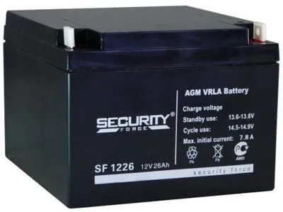 Аккумуляторная батарея Delta (Security Force SF) SF 1226 12В/26Ач, клемма Болт + гайка Ø 6 мм (166х175х125мм (125мм); кг