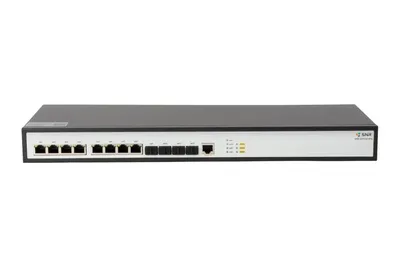 SNR SNR-S5310X-8TX-UPS Управляемый коммутатор уровня 2+, 8 портов 1/2.5/5/10GBASE-T, 4 порта 1/10G SFP+ встроенный БП ~220V AC, разъем для АКБ 12V с возможностью заряда
