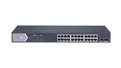 DS-3E1526P-SI - Коммутатор, Hikvision, DS-3E1526P-SI, Управляемый L2, 24 x Gigabit RJ45, РоЕ 802.3af/at 370W, 2 x SFP, Стоечный, Long Range Ports 1 to 24: up to 300 m.