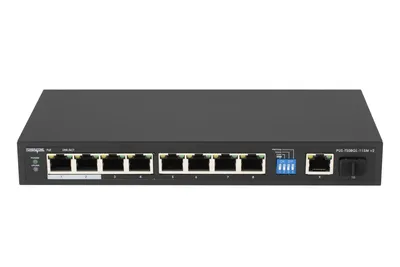 Коммутатор POWERTONE PUS-TS08GL-115M v2, неуправляемый, 8×1GbE PoE, 1×SFP, 115W PoE