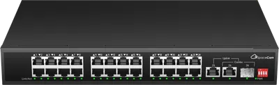 Коммутатор SpaceCam SC-24P-285-2G(A), неуправляемый, 24×100Мбит PoE, 1×1GbE, 1 Combo, 285Вт
