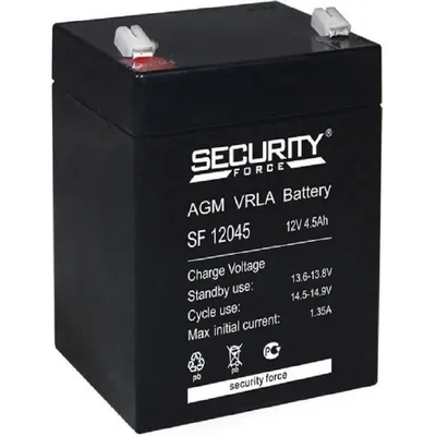 Аккумуляторная батарея Delta (Security Force SF) SF 12045 12В/4,5Ач, клемма F1 (90х70х101мм (107мм); кг; Срок службы 3-5