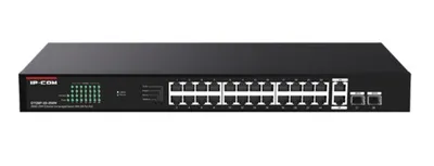 IP-COM G1128P-24-250W Коммутатор неуправляемый PoE, 28 портов, 26x1 Гбит/с, SFP 2x1 Гбит/с, PoE 24x30Вт, установка в стойку, металлический