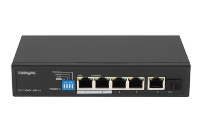 Коммутатор Powertone PUS-TS04GL-60M v2, 4×1GbE PoE, 60 Вт, неуправляемый