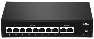 ST-NS208MB-GD - Неадминистрируемый коммутатор, 8 RJ-45 POE портов (10/100 Мбит/с), 2 RJ-45 Uplink порта (1000 Мбит/с), бюджет на порт до 30 Вт, общий бюджет до 95 Вт.