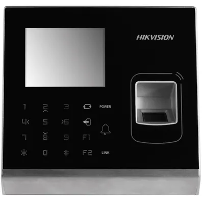 Терминал доступа Hikvision DS-K1T201MF со встроенными считывателями Mifare и отпечатков пальцев. 2.8" TFT LCD, Память: 100000 карт, 300000 событий, 5000 отпечатков; сенсорная клавиатура; слот для microSD; TCP/IP, WIFI; Wiegand,RS485; тревожные вход/выход
