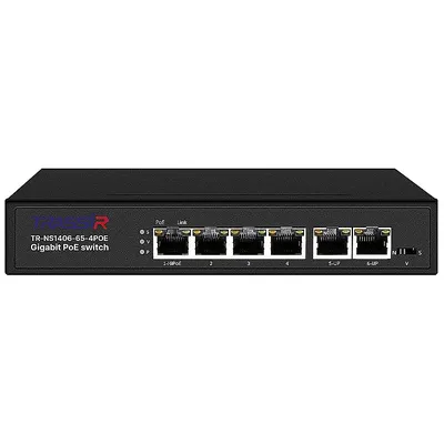 Коммутатор Trassir TR-NS1406-65-4POE, 4×PoE (65 Вт), 2×Uplink 1GbE