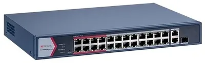 Коммутатор HiWatch DS-S1326-PI, 8×100Мбит/с, 2×1Гбит/с, неуправляемый