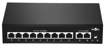 ST-NS209MB-MD - Неадминистрируемый коммутатор, 9 RJ-45 POE портов (10/100 Мбит/с), 2 RJ-45 Uplink порта (10/100 Мбит/с), бюджет на порт до 30 Вт, общий бюджет до 90Вт.