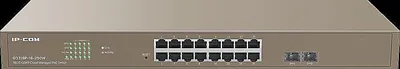IP-COM G3318P-16-250W - Коммутатор PoE управляемый 18 портовый. 16 портов PoE 10/100/1000 Мбит/c Base-T (IEEE 802.3at/af) до 30Вт на порт + 2 порта SFP 10/100/100 Мбит/c Base-X. Бюджет PoE 230Вт. Грозозащита на порт 6 кВ.