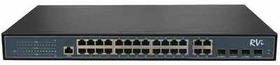 Коммутатор RVi RVi-1NSM24G-4C, L2, 24×GbE PoE, 4×SFP, 19"