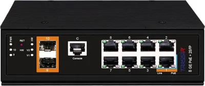 Коммутатор TRASSIR TR-NS25102S-300-8POE (D), управляемый, 8×PoE, 2×SFP