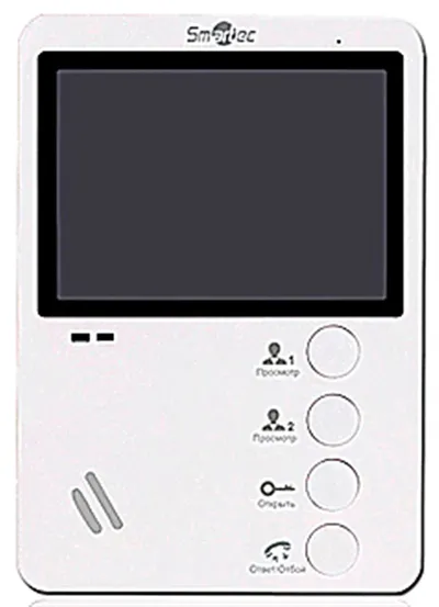 ST-MS104-WT - Монитор видеодомофона Smartec 4", 4-х проводная линия связи, поддержка 2-х панелей вызова, встроенный блок питания, белый