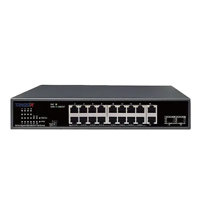 Коммутатор TRASSIR TR-NS14202S-185-16POE, 20×1GbE, 2×SFP, 16 PoE, 185W