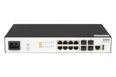 SNR SNR-S5210G-8TX-RPS Управляемый коммутатор уровня 2+, 8 портов 10/100/1000Base-T, 4 порта 1/10G SFP+, встроенный БП ~220V AC, RPS 12V DC