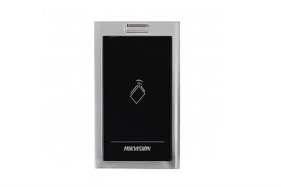 DS-K1101M - Считыватель, Hikvision, DS-K1101M, Считыватель карт M1/EM, корпус из материала PC+ABS с панелью PMMA, встроенный звуковой сигнал, интерфейс RS-485 и Wiegand, IP64, от -20 °C до 65 °C