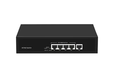 ST-NS004MB-MS - Неадминистрируемый коммутатор, 4 RJ-45 POE порта (10/100 Мбит/с), 1 RJ-45 Uplink порт (10/100 Мбит/с), бюджет на порт до 30 Вт, общий бюджет до 65 Вт.