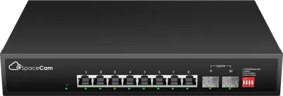 Коммутатор SpaceCam SC-8GP-120-2G(A), неуправляемый, 8×1GbE PoE, 1×SFP, 120Вт