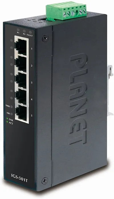 коммутатор/ PLANET IP30 Slim type 5-Port Industrial Gigabit Ethernet Switch (-40 to 75 degree C)