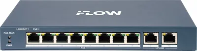 Коммутатор iFlow F-SW-EM410POE-VM/L, L2, 8×FE PoE, 2×GE uplink, PoE 60Вт, смарт-управляемый