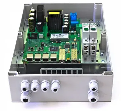 PSW-2G+ - Уличный гигабитный оптический коммутатор TFortis с технологией РоЕ+; SFP 1000Base-X - 2 порта, RJ-45 10/100Base-Tx (PoE+ 60 Вт)- 4 порта; Суммарно 160 Вт; Поддержка Passive PoE