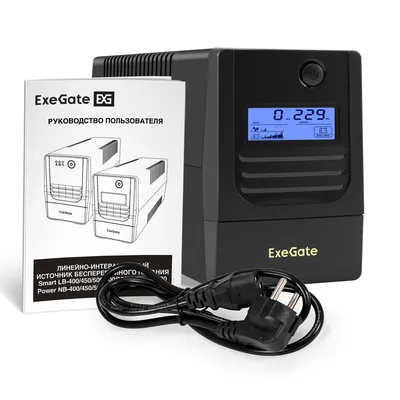 ИБП ExeGate EX299630RUS, линейно-интерактивный, 450VA/270W, LCD, AVR, 4×C13