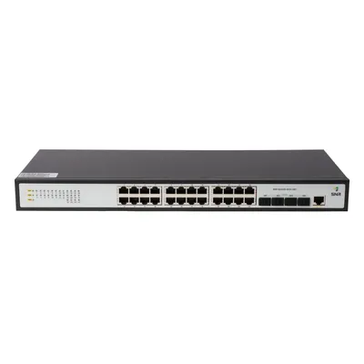 SNR-S5210G-24TX-2AC Управляемый коммутатор уровня 2+, 24 порта 10/100/1000Base-T, 4 порта 1/10G SFP+, Два встроенных БП ~220V AC
