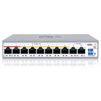 Wi-Tek WI-PCES210G, настраиваемый PoE 100Вт, порты 8FE PoE + 2GE, Easy Smart