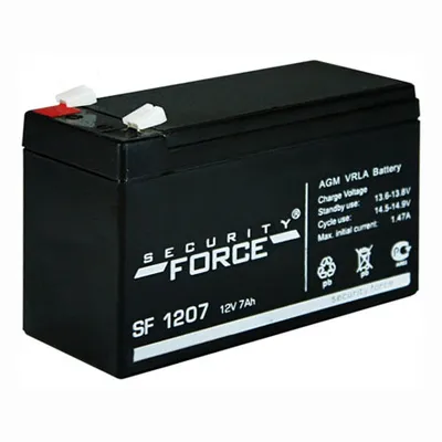 Аккумуляторная батарея Delta (Security Force SF) SF 1207 12В/7Ач, клемма F1 (151х65х95мм (100мм); кг; Срок службы 3-5лет