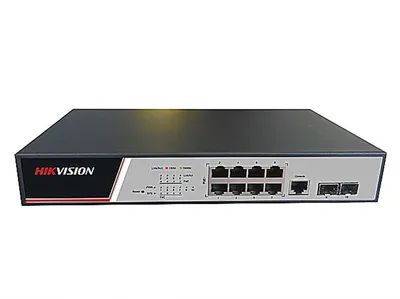 DS-3E2510P(B) - Коммутатор, Hikvision, DS-3E2510P(B), Управляемый L2, 8 x Gigabit RJ45, РоЕ 802.3af/at 125W, 2 x SFP, Настольный, Металл