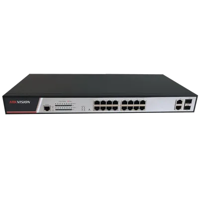 Коммутатор Hikvision DS-3E2318P, 16×1 Гбит/с PoE+ + 2×1 Гбит/с SFP, управляемый