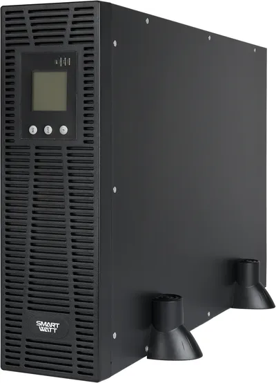 Источник бесперебойного питания SMARTWATT ИБП онлайн, 10000/9000 ВА/Вт, стоечный/напольный, LCD дисплей, порт USB, RJ11/45, EPO, SNMP слот, клеммная колодка, без АКБ, подключение от 2 до 4 внешних батарейных блоков (3703020750004)