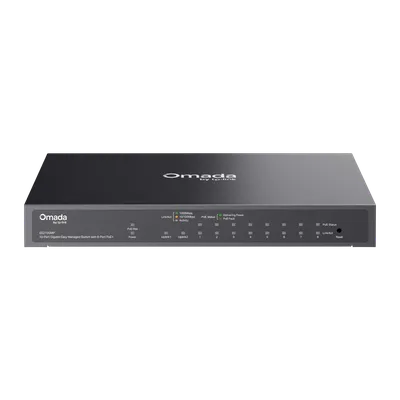 Коммутатор TP-Link ES210GMP Omada, 8×PoE+ + 1 комбо SFP/RJ45