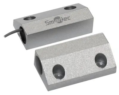 ST-DM130NC-SL - Магнитоконтактный датчик Smartec, НЗ, серебряный, накладной для металлических дверей, зазор 50 мм