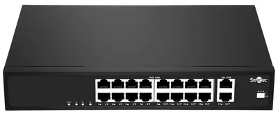 ST-NS216MB-GD - Неадминистрируемый коммутатор, 16 RJ-45 POE портов (10/100 Мбит/с), 2 RJ-45 Uplink порта (1000 Мбит/с), бюджет на порт до 30 Вт, общий бюджет до 175 Вт.