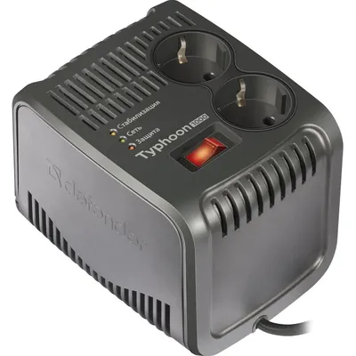 Стабилизатор Defender AVR Typhoon 1000 99033, 1000ВА, 2×евророзетки