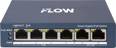 Коммутатор iFlow F-SW-EM606POE-VM, L2, 4×1GbE PoE, 2×uplink, PoE 60 Вт