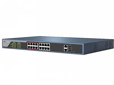 Коммутатор Hikvision DS-3E0318P-E(B), 16×1GbE PoE + 2×Combo, неуправляемый