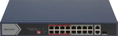 Коммутатор Hikvision DS-3E0318P-E/M, 16×FE PoE + 1×1GbE + 1×SFP, неуправляемый