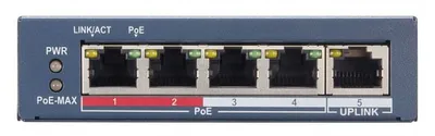 Коммутатор HiWatch DS-S504GP, 4×1GbE PoE + 1×1GbE, неуправляемый
