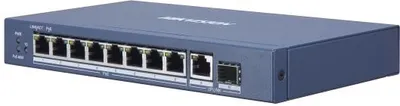 Коммутатор Hikvision Неуправляемый, 8 RJ45 1000M PoE,1 Uplink порт 1000М Ethernet;1 1000М SFP uplink порта; 802.3af/at, бюджет PoE 110Вт